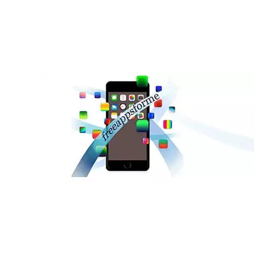 Smarthphone showing various apps and the 
                        name freeappsforme diagonally