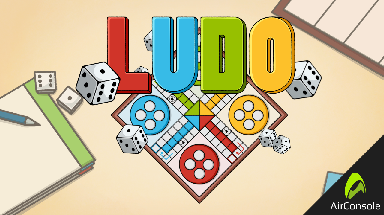 Ludo board with dice thrown on the screen.