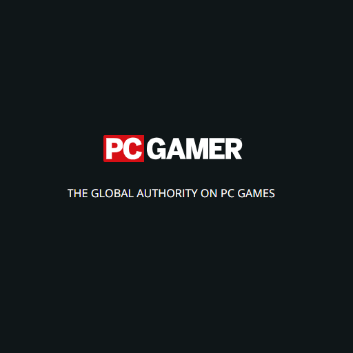 Pc Gamer written in white capital letters on a 
                        dark background, with the letters PC on a red background.
